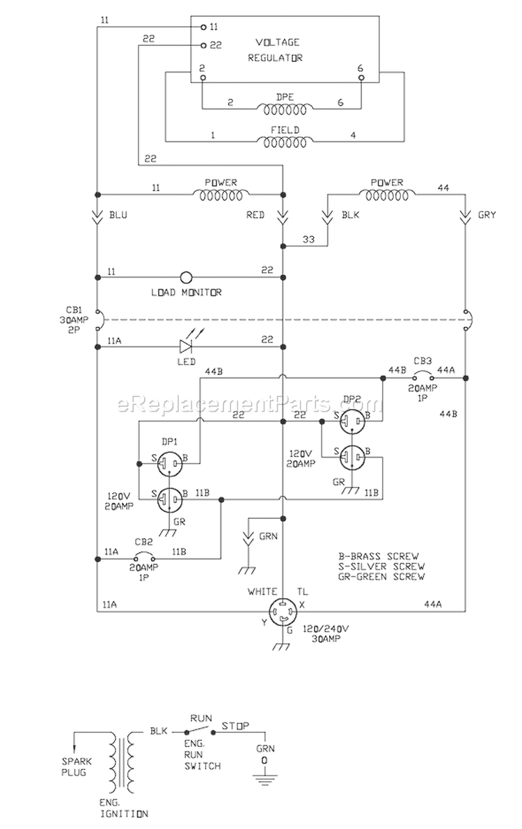 Page E Diagram and Parts List for 030419-0  Briggs and Stratton Generator